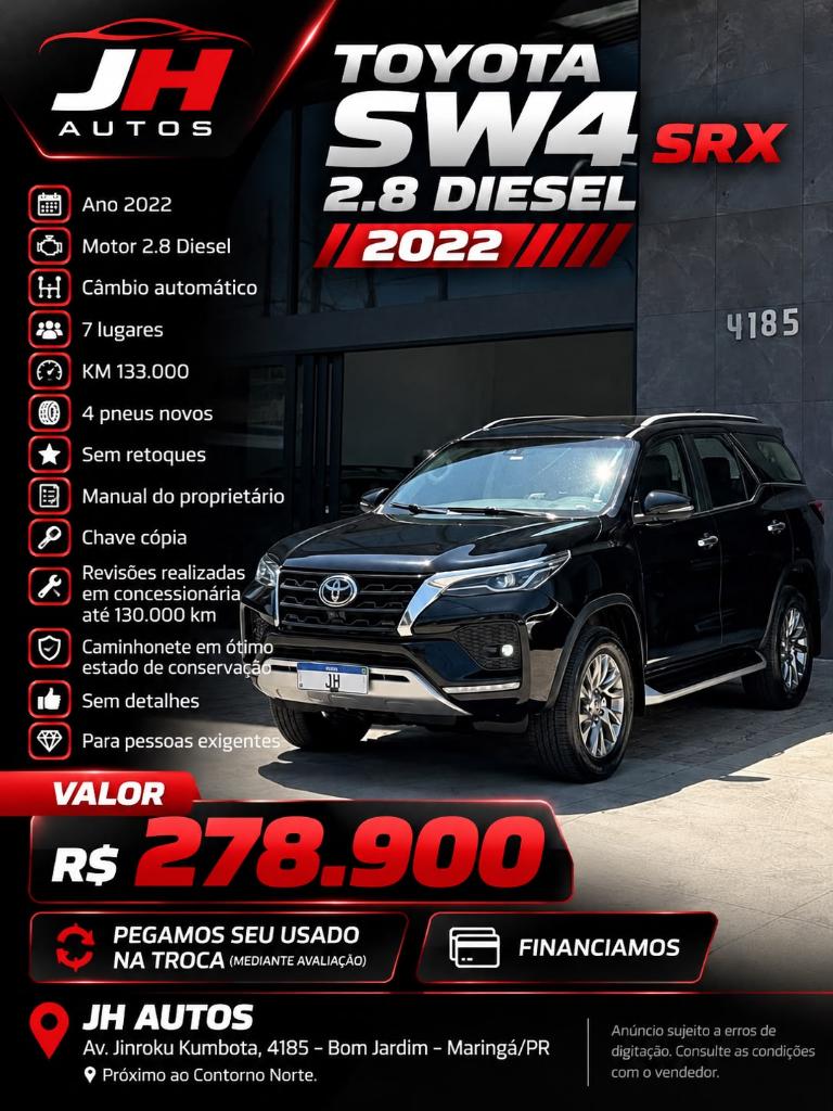 Toyota Sw4 Hilux SW4 SRX 4x4 2.8 TDI 16V Dies. Aut. 2022