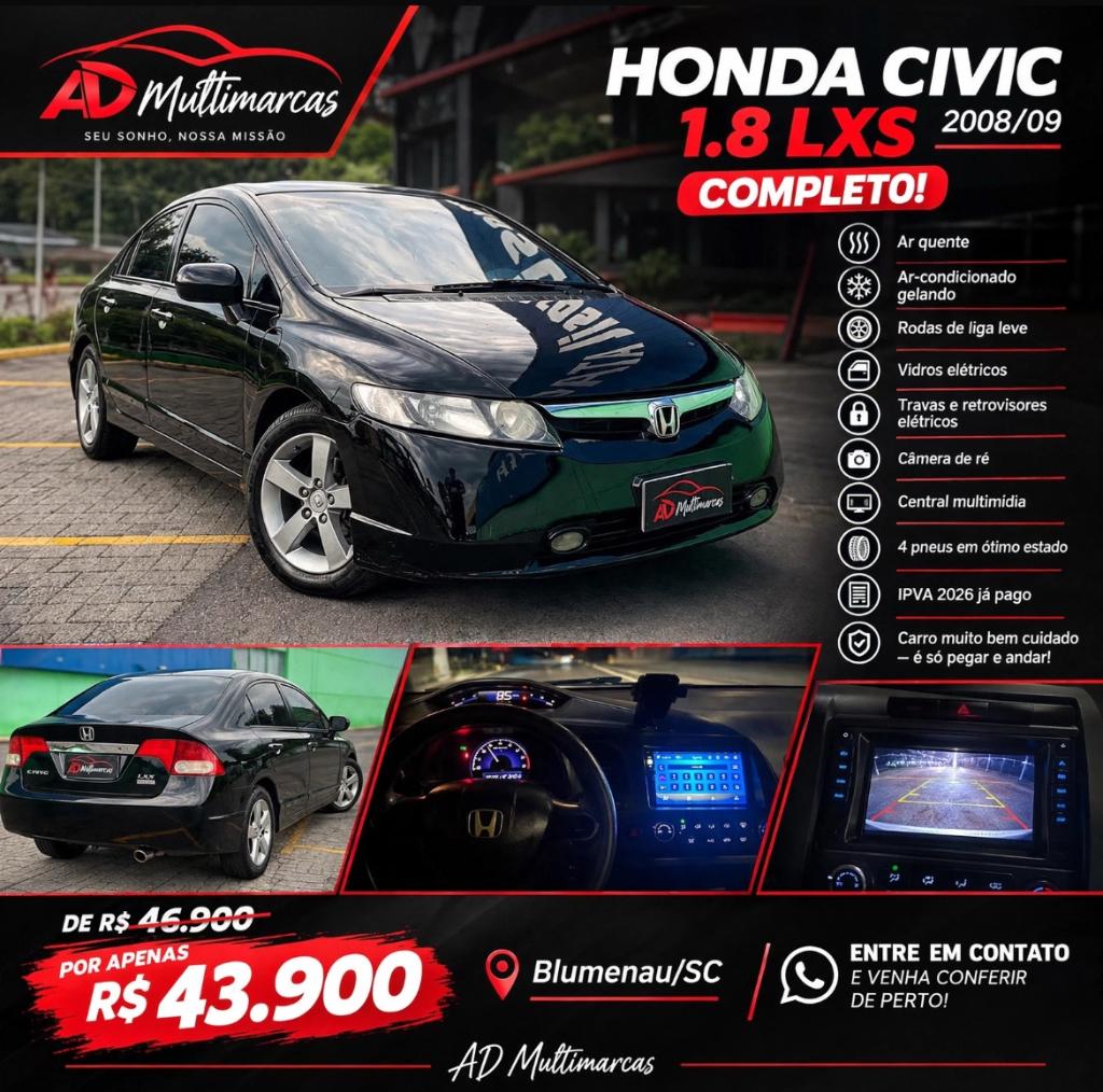 Honda Civic LXS 1.8 CVT FLEX 2008