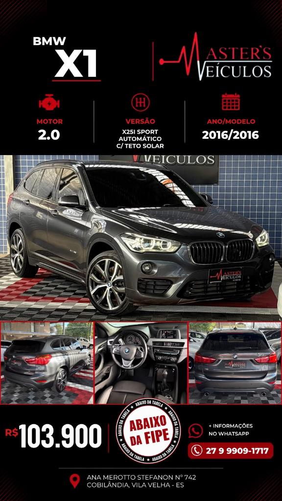 BMW X1 2.0 16V TURBO ACTIVEFLEX XDRIVE25I SPORT 4P AUTOMÁTICO 2016