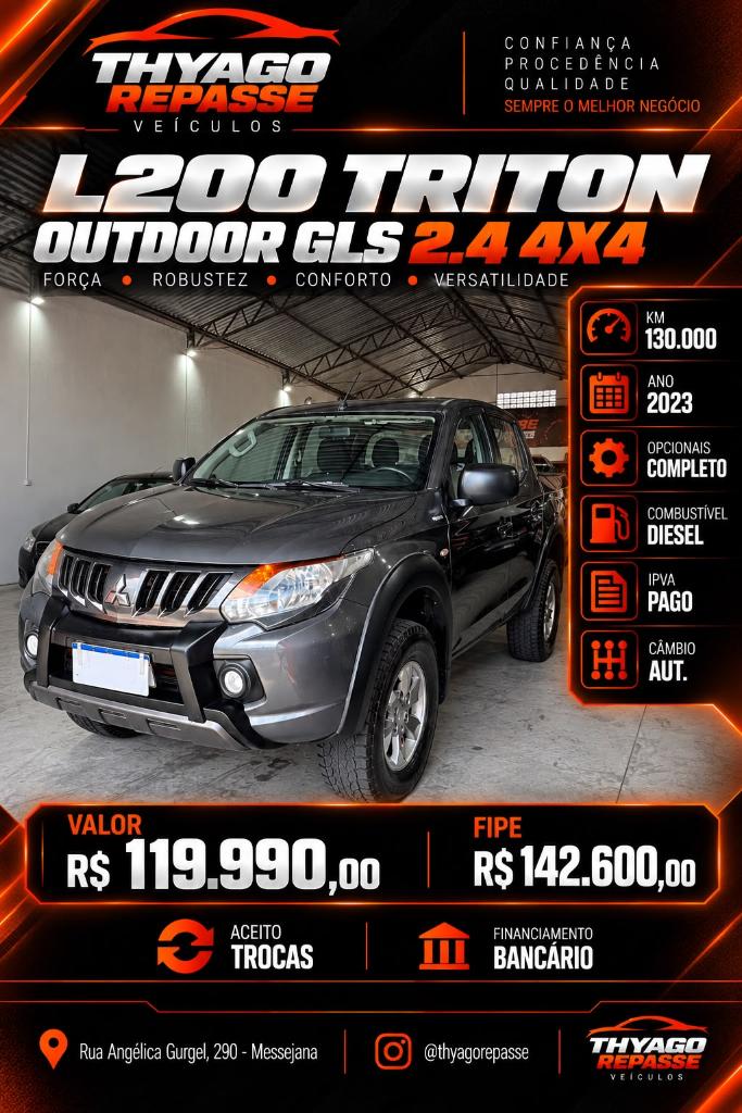 Mitsubishi L200 2.4 D Triton Outdoor Gls Auto 4wd 2023